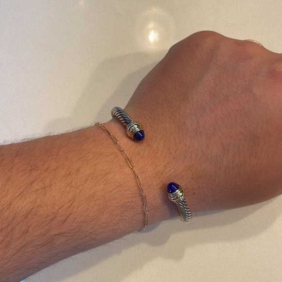 David Yurman Lapis Lazuli 5mm Cable Cuff Bangle - Picture 2 of 3